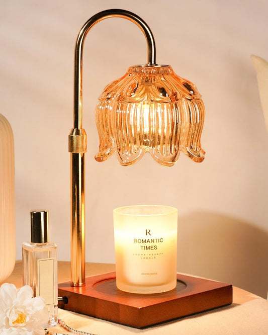 Funistree Flower Candle Warmer Lamp with Timer & Dimmer, Adjustable Height Candle Warmer, Christmas Birthday Gifts for Women Mom, House Warming New Home Decor, Wax Warmer with 2 Bulbs for Jar Candles