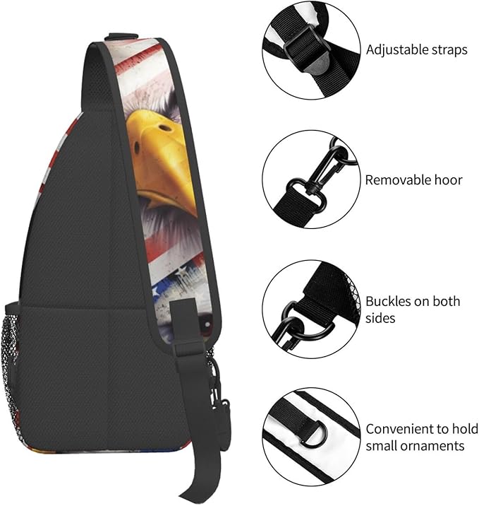 American Flag Sling Bag Multipurpose Crossbody Sling Backpack Travel Cycling Hiking Shoulder Bag For Women Men