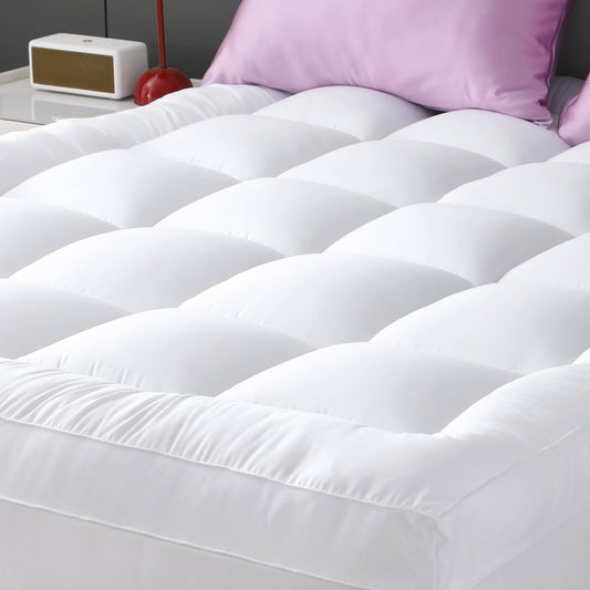 YUGYVOB Mattress Pad Extra Thick, Cooling, and Breathable King Mattress Topper 8-21" Deep Pocket Soft Down Alternative Fill