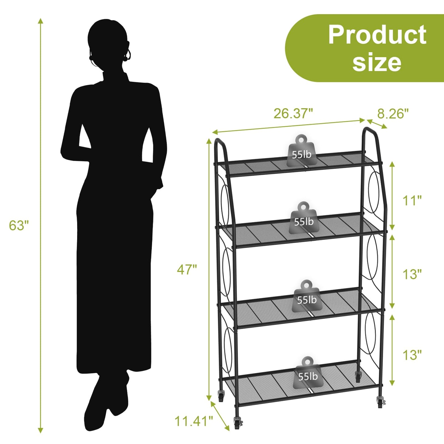 VyGrow 4 Tier Plant Stand with Wheels, Plant Shelf for Indoor Outdoor, Heavy Duty Metal Tall Plant Stands Holder Rack for Living Room Balcony and Garden, Black
