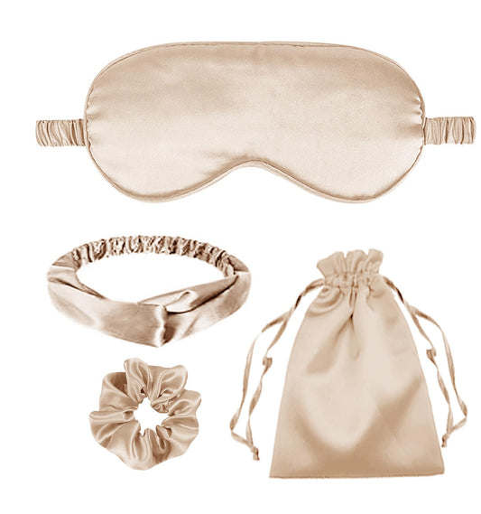 4Pcs Silk Sleep Masks Satin Eye Mask Silky Eyes Cover Blindfold Eyeshade Headband Scrunchies Pouch Bags Bridesmaid Gifts