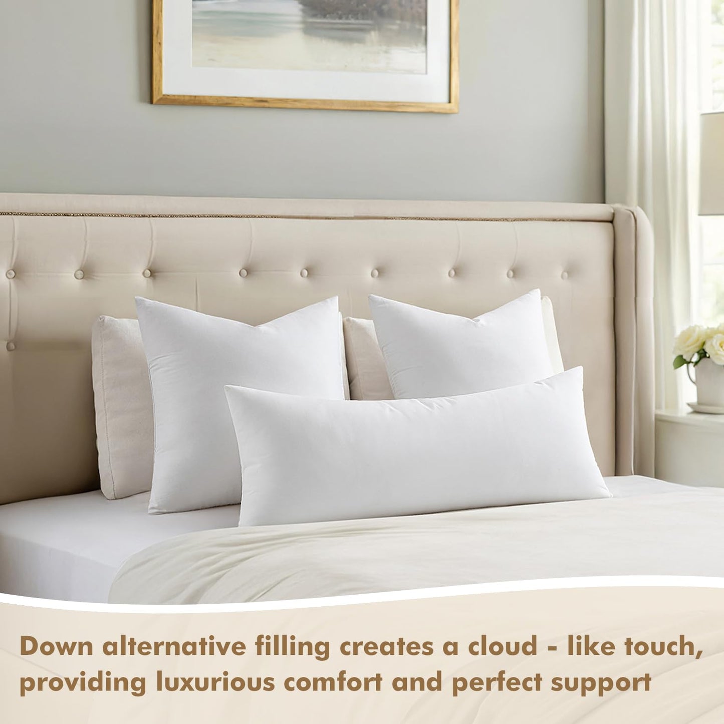 MIULEE 14x36 Synthetic Down Alternative Pillow Insert Decorative Throw Pillow 14 x 36 Inch Body Bed Sleeping Ultra Soft Fluffy Form for Sofa Couch Bed
