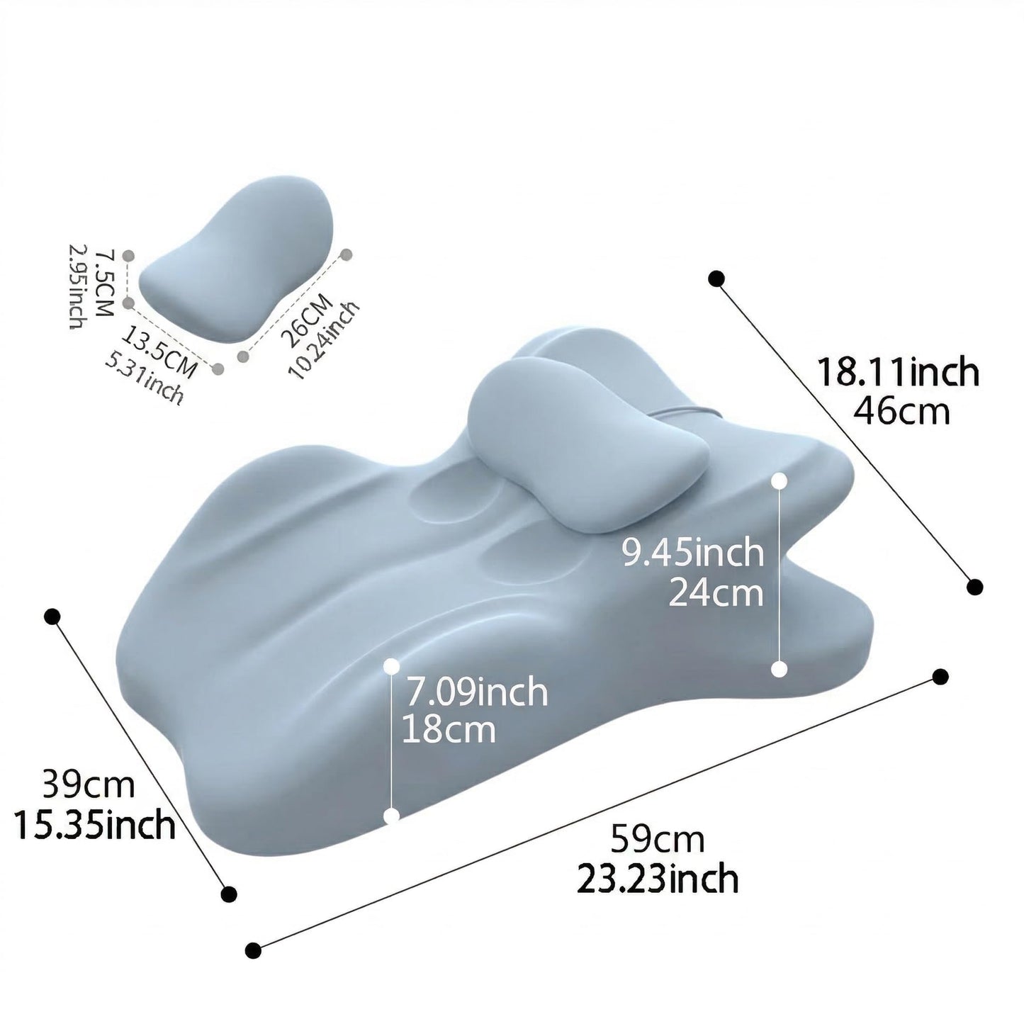 LizhSynergy Contoured Support Ergonomic, Memory Foam Wedge Pillow, 27° Angled Support for Waist and Neck, Multi-Position Support Pillow (Blue)