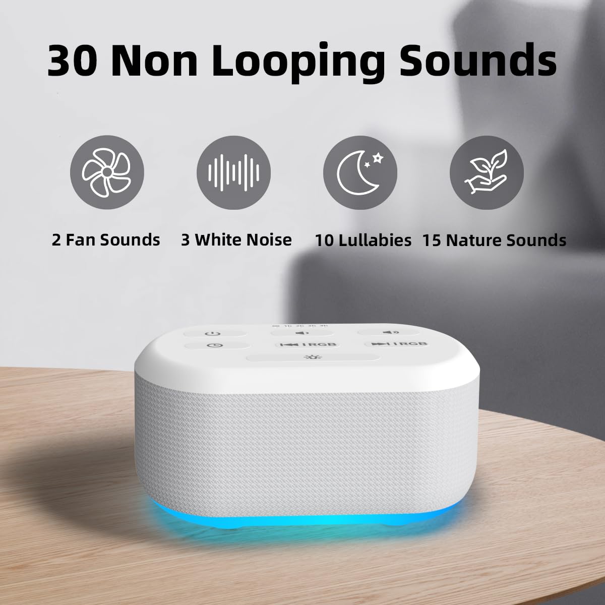 Brown Noise Sound Machine 30 Soothing Sounds White Noise Machine with 12 Night Light Colors Sleep Machine for Adults Baby Kids 36 Volume Levels Noise Canceling for Office Home Privacy
