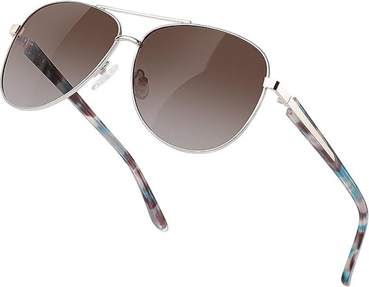 BIRCEN Polarized Aviator Sunglasses for Women : UV Protection Acetate Square Sunglass With Retro Classic Style
