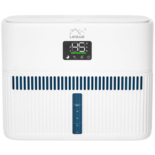 LAVIEAIR Evaporative Humidifiers for Bedroom, Living Room, Nursery, Large Room up to 300 ft², Mist-free No White Dust Top Fill Humidifier for Baby, Plants, 5L Tank, Max 48H Runtime, Easy to Clean