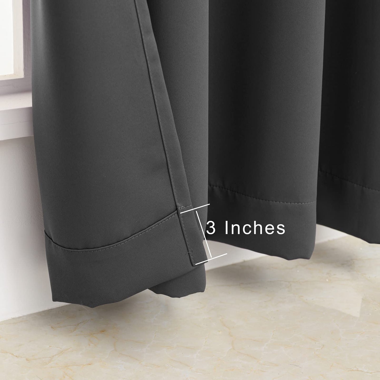 Pickluc Grey Blackout Curtain Panels with Grommet, Light Blocking Drapes for Living Room, Thermal Insulated, Noise Reduction, Privacy Protection, 52 Inches Wide x 108 Inches Long, Set of 2