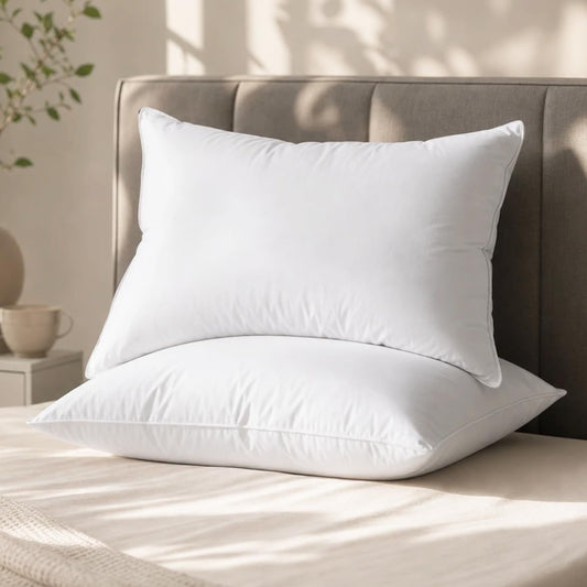 Globon Medium Firm Down Pillow Queen Size Set of 2, Premium Down and Feather Filled Bed Pillow for Sleeping, 100% Cotton Shell 430 TC 600 Fill Power, Hotel Collection Down Feather Pillow 20" x 30"