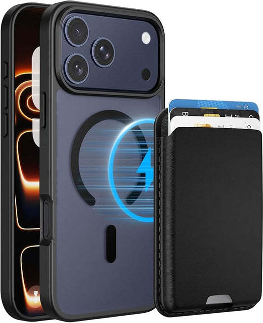 Ntwinro Magnetic for iPhone 17 Pro Max Case (Compatible with MagSafe) with Detachable Wallet & Card Holder for 3 Cards [RFID Blocking] Military Grade Protective Slim Phone Cover, Black