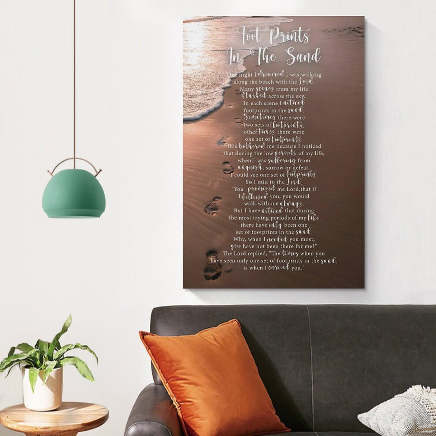 Footprints in The Sand Inspirational Poem Canvas Art Poster And Wall Art Picture Print Modern Family Bedroom Decor Posters UnFramed-3,12x18inch(30x45cm)