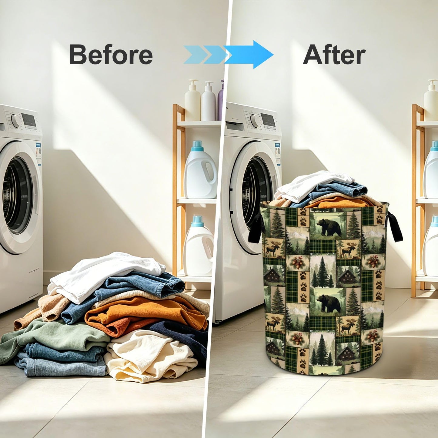Animals Laundry Basket Foldable Oxford Laundry Hamper With Handle For Room Bathroom Bedroom