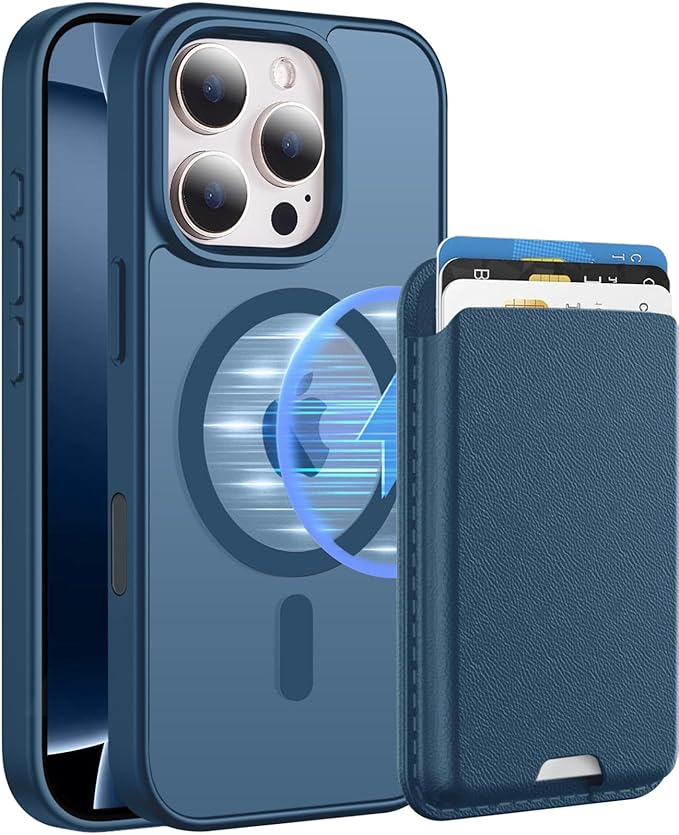 Ntwinro Magnetic for iPhone 16 Pro Max Case (Compatible with MagSafe) with Detachable Wallet & Card Holder for 3 Cards [RFID Blocking] Military Grade Protective Slim Phone Cover, Deep Blue