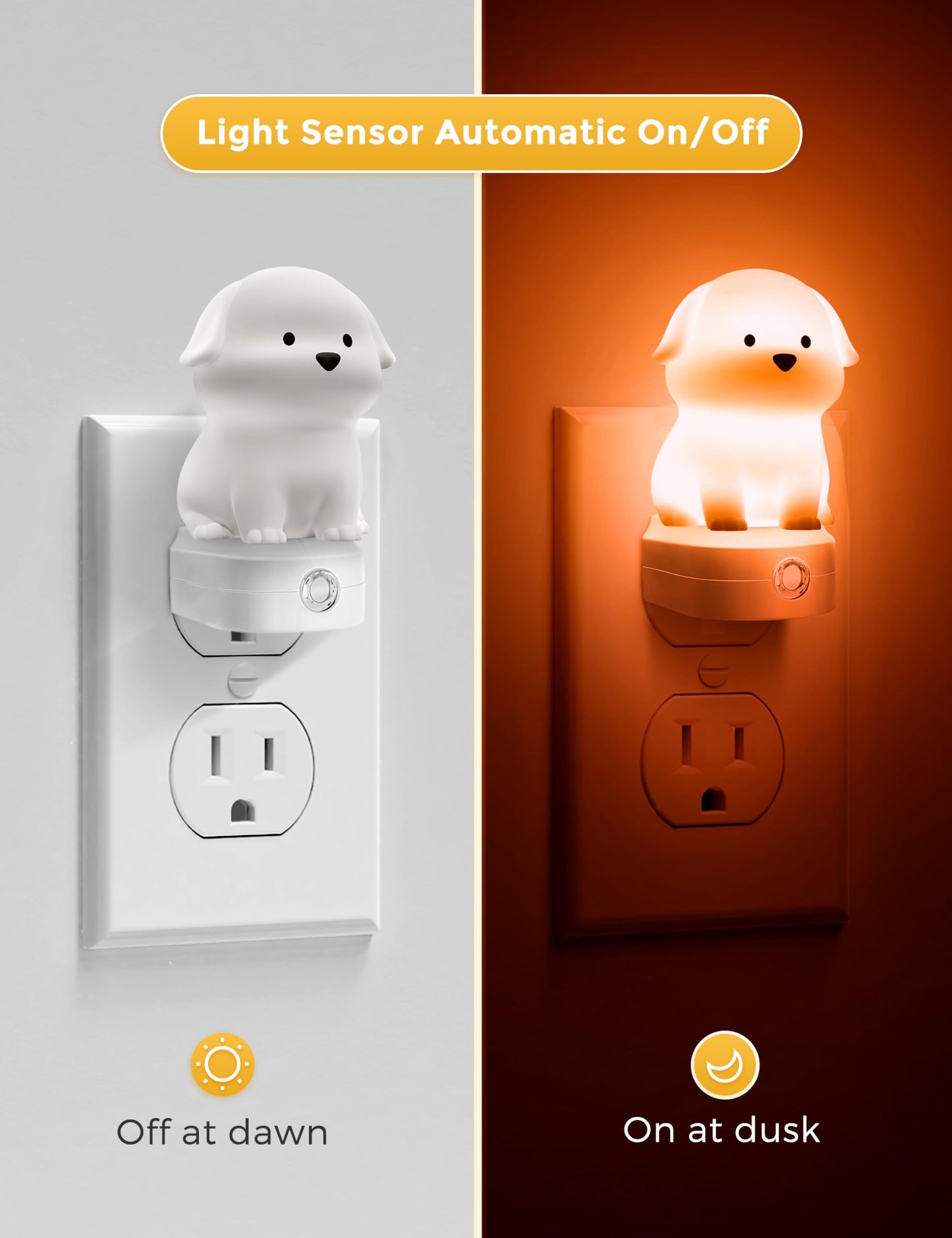 L LOHAS LED 1 Pack Cute Night Light and 1 Pack Dog Night Light