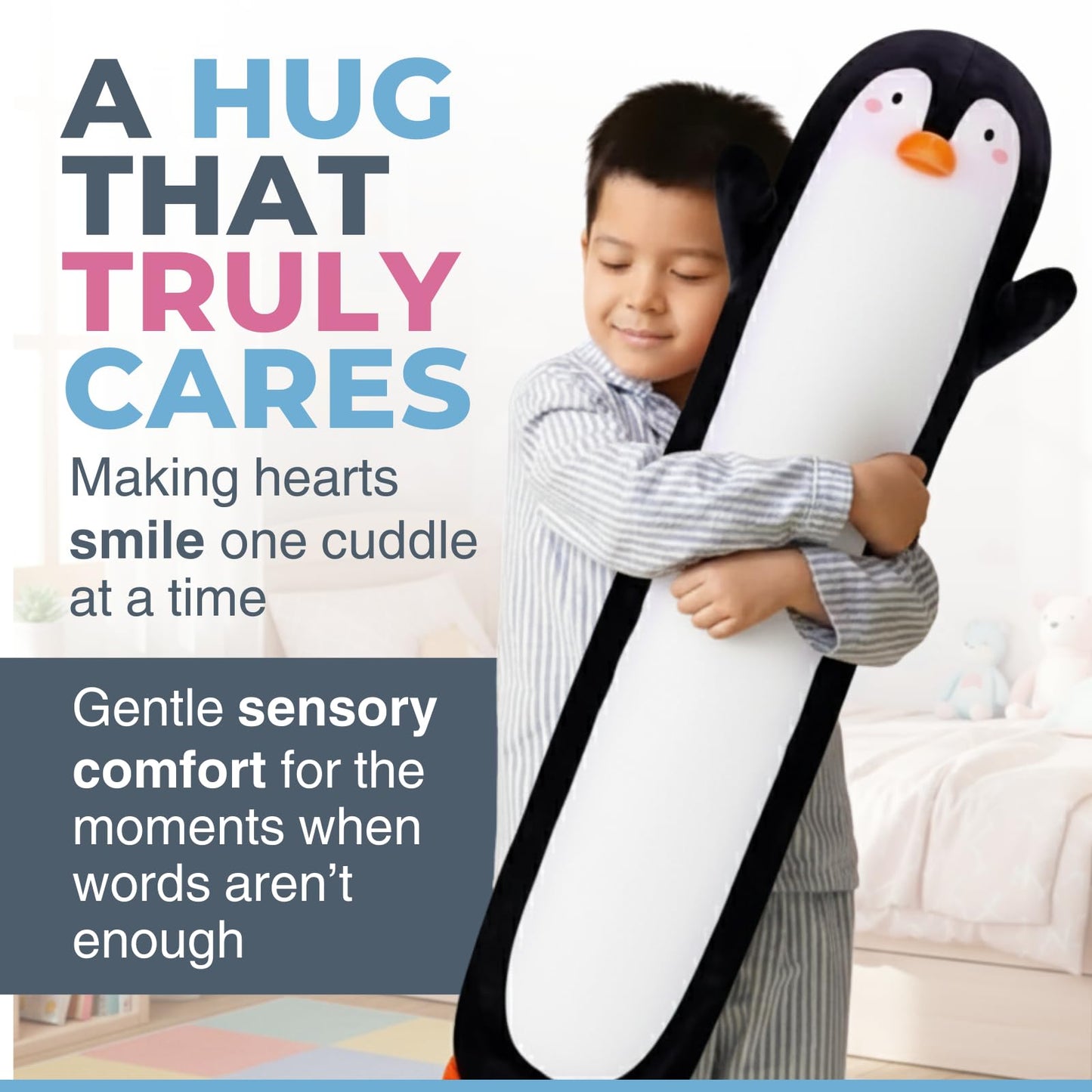 Cuddle Paws Penguin Plush Body Pillow for Kids | Long Stuffed Animal Cuddle Pillow | Soft Hugging Toy | Plushie Gift for Girls & Boys | Long Plush Body Pillow for Sleep & Comfort | Small, 23 Inches