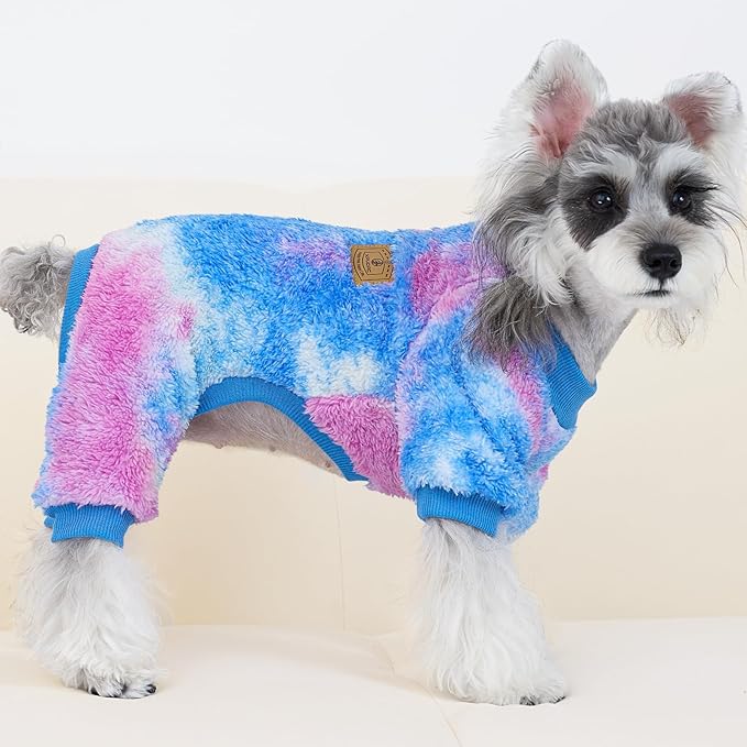 XPUDAC Dog Sweater, Dog Winter Clothes for Small Medium Dogs Girl Boy Fleece Doggy Pajamas for Winter Christmas, Tie-Dye01, X-Small