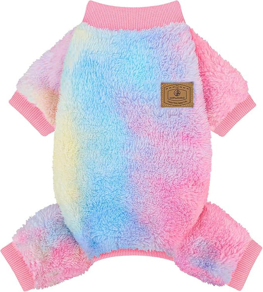 XPUDAC Dog Sweater, Dog Winter Clothes for Small Medium Dogs Girl Boy Fleece Doggy Pajamas for Winter Christmas, Tie-Dye02, X-Small