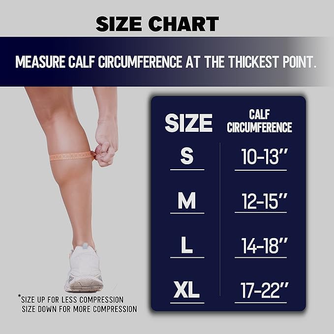 Thoxcare Calf Compression Sleeve for Men Women (1 Pair), Leg Support Footless Compression Socks for Running - Shin Splint Varicose Veins Swelling & Pain Relief, Black/Blue, Small