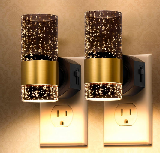 TOSZMOK Night Lights Plug into Wall, 2 Pack Dimmable Plug in Night Light with Dusk to Dawn Sensor, 0-100LM Adjustable LED Nightlight, 3000K Warm White Acrylic Night Light for Bathroom Bedroom Hallway