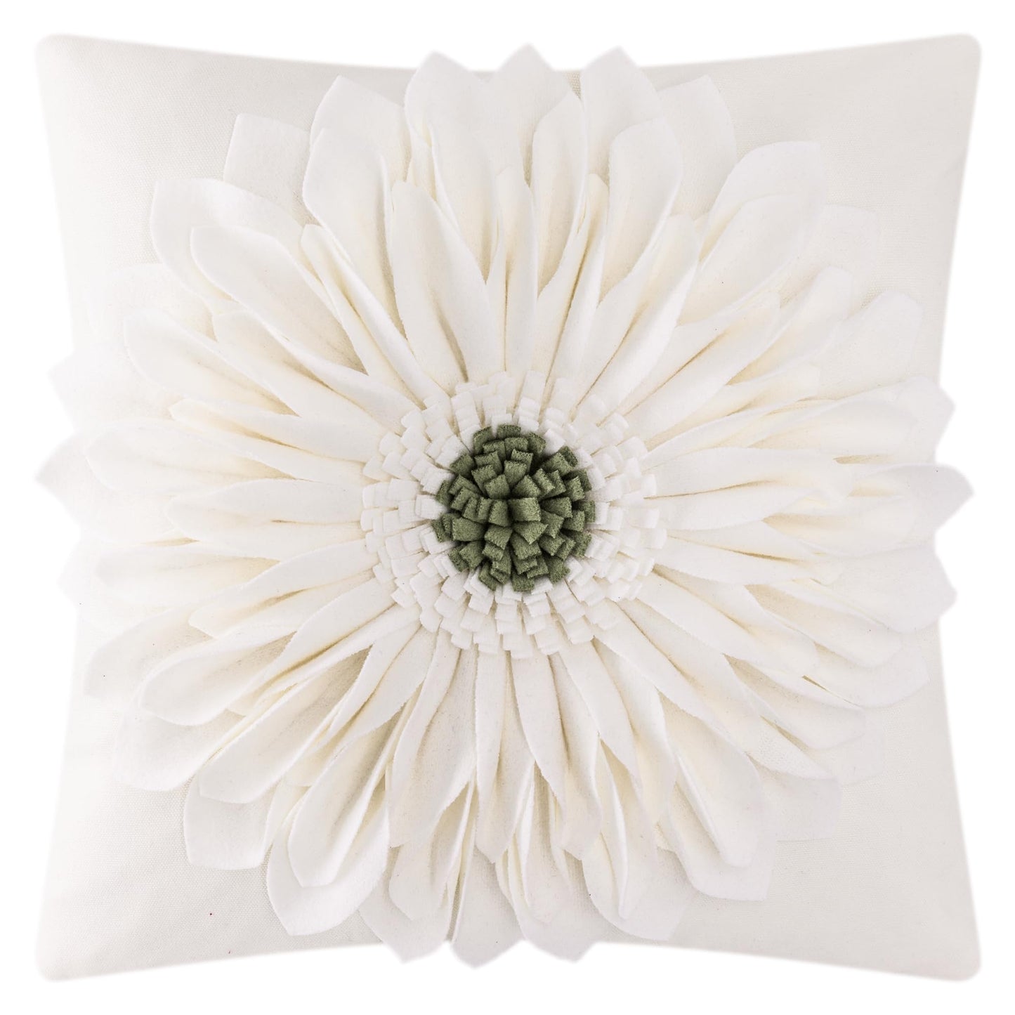 OiseauVoler 3D Sunflower Handmade Throw Pillow Covers Decorative Floral Pillowcases for Couch Living Room Home Decor Creamy White 18x18 Inches