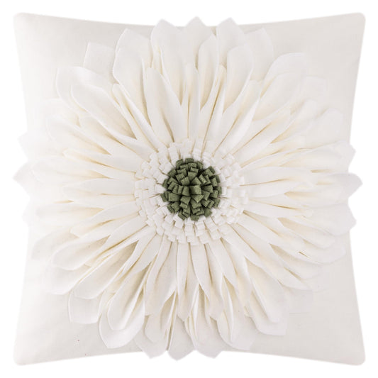 OiseauVoler 3D Sunflower Handmade Throw Pillow Covers Decorative Floral Pillowcases for Couch Living Room Home Decor Creamy White 18x18 Inches