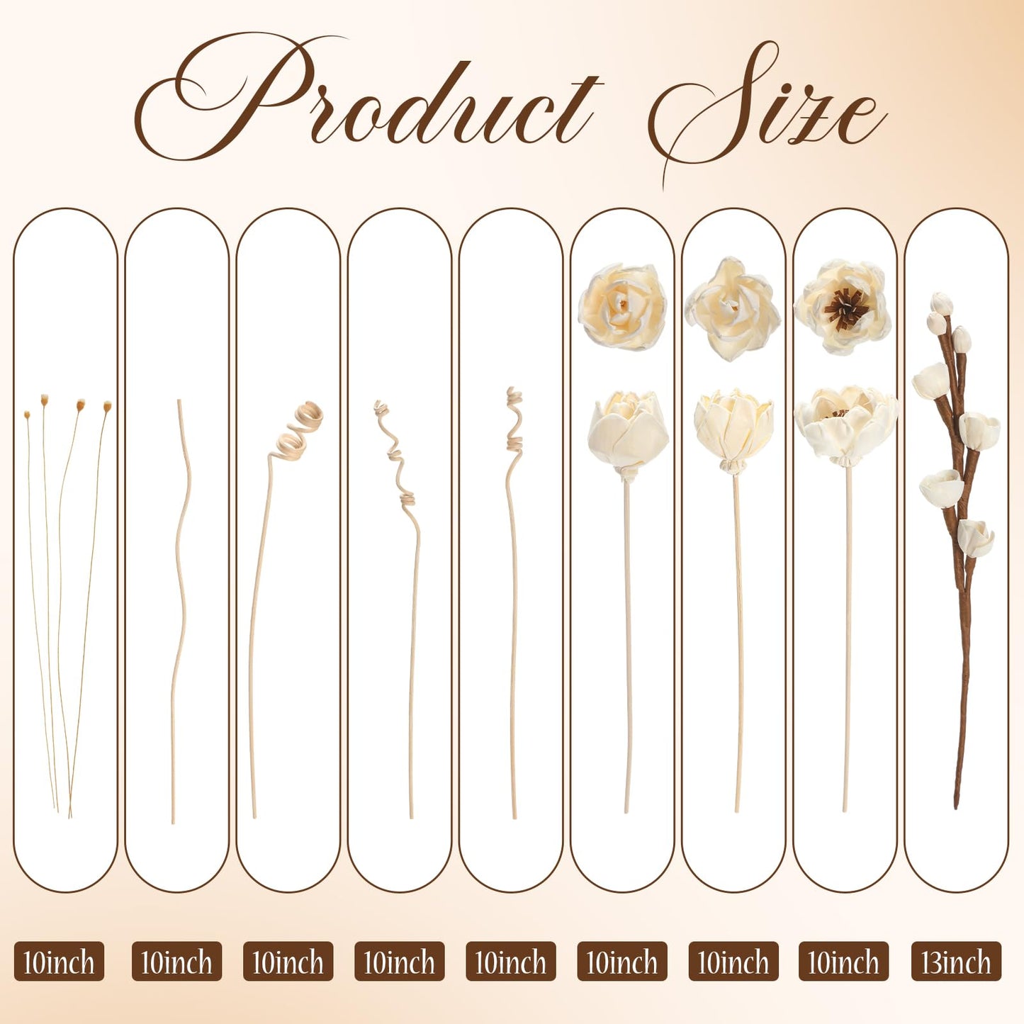 Swiffen 12 Pcs Reed Diffuser Sticks Flowers Reed Set White Wood Flower Aromatic Diffuser for Bathroom Home Bedroom Office Decor Office, Natural Flower