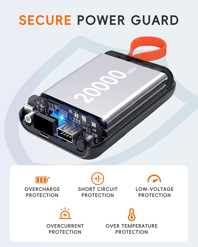 𝟕.𝟒𝐕/𝟱𝗩 𝟮𝗔 𝟯𝗔 𝟮𝟬𝟬𝟬𝟬𝗺𝗔𝗵 Heated Vest Battery Pack for ORORO, Venustas, Tidewe, Power Bank with LED Display for Heated Vest Jacket Pants Gear Chair Seats Blanket