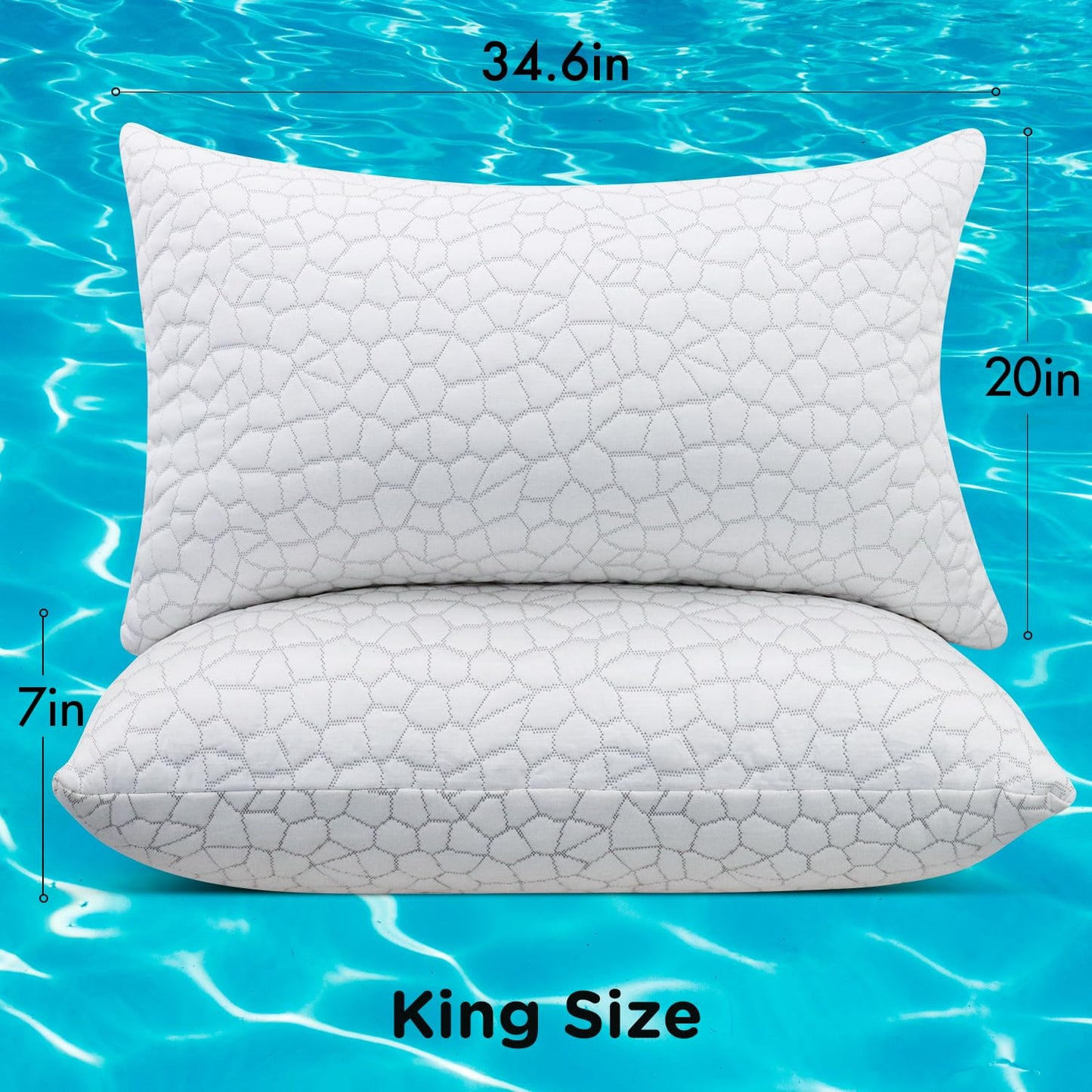 Cooling Pillow King Size 1 Pack, Adjustable Bed Pillows for Sleeping, Luxury Shredded Memory Foam Pillows, Soft Yet Supportive Firm Pillow for Side, Back, Stomach Sleepers, Cool Pillow for Hot Sleeper