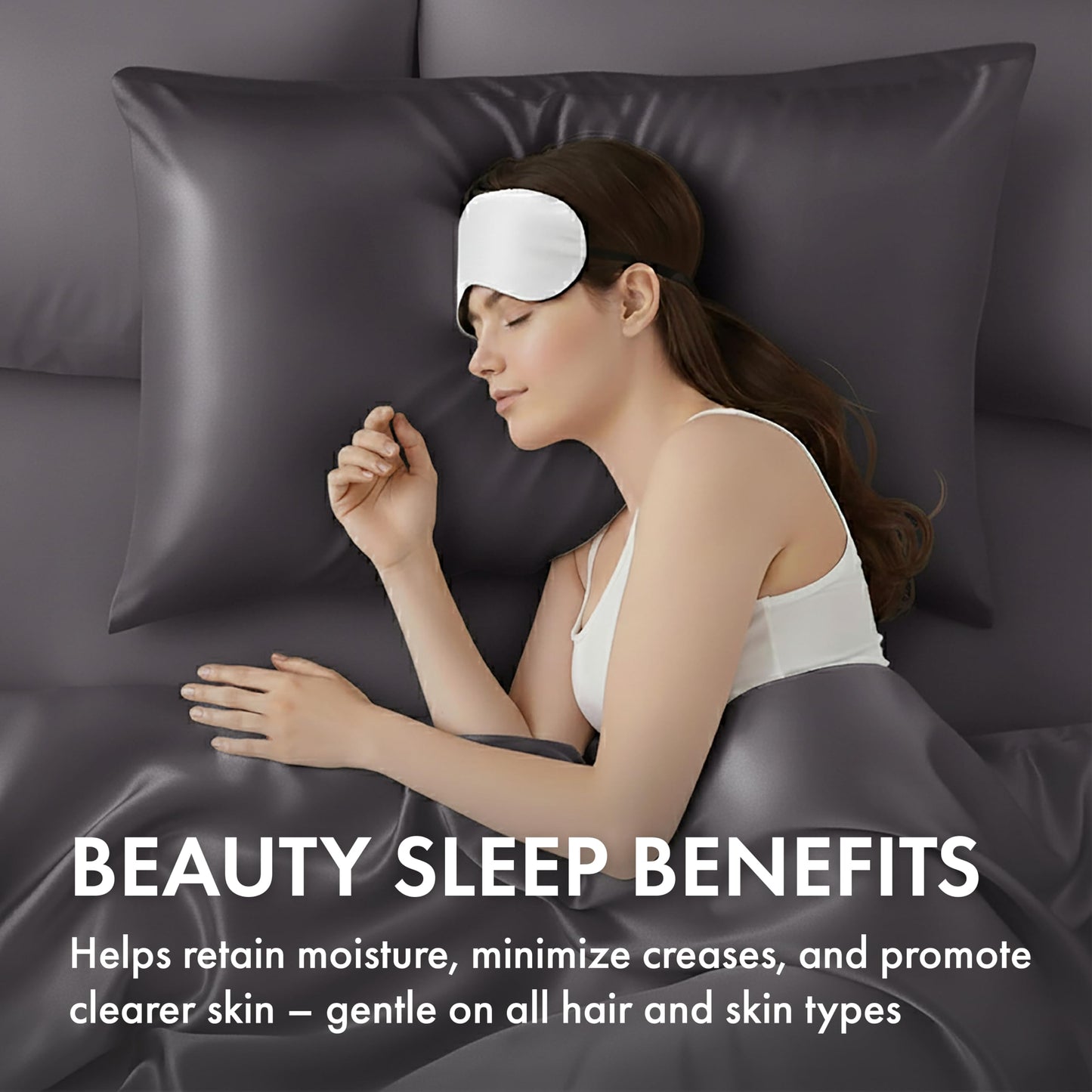 MAVIÉ Satin Pillowcase – Body 20" x 54" – Ultra Soft Cooling Pillow Case for Hair & Skin, Envelope Closure, Single Pack Dark Grey