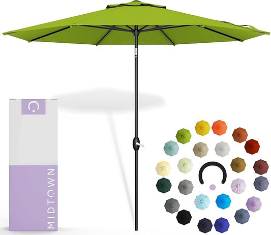 Midtown Umbrellas 10-Year-No-Fade - 6 Ft - UV Proof Pear (Green) Polyester Fabric - Umbrella Outdoor Patio, Aluminum Frame Large Patio Umbrella for Garden, Pool & Deck - Black Pole