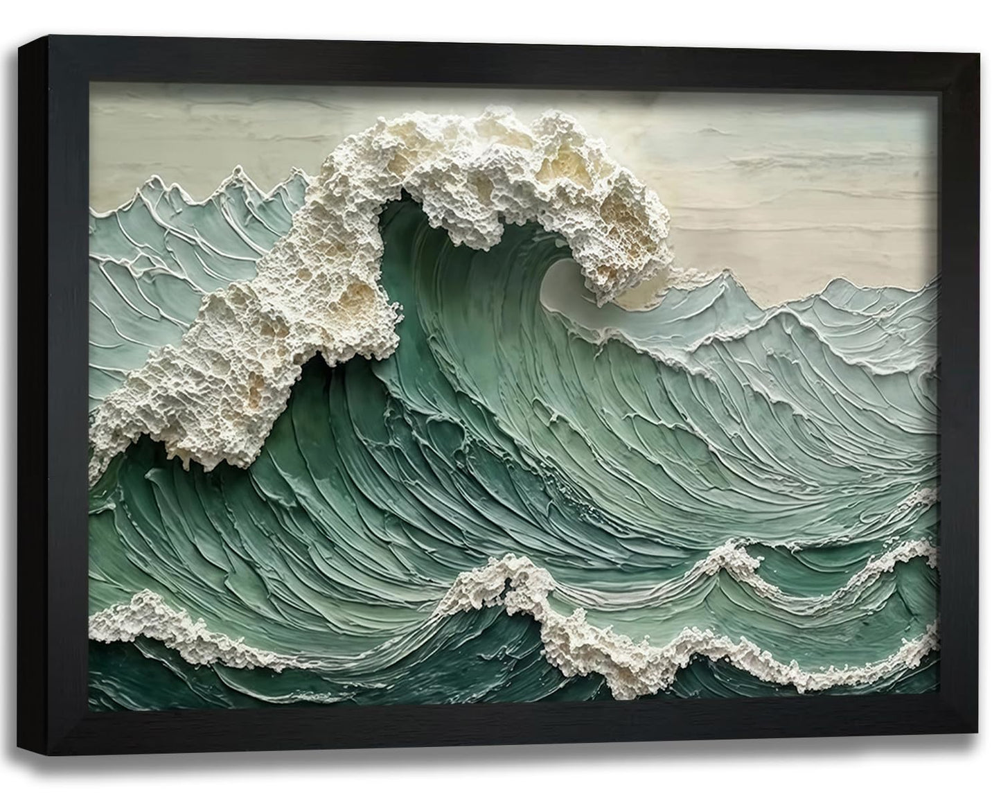 Framed 3D Textured Wave Wall Art Vivid Coastal Style Canvas Paintings Gallery Grade Ocean Art for Living Room Bedroom Dining Room 12x16 Ready to Hang