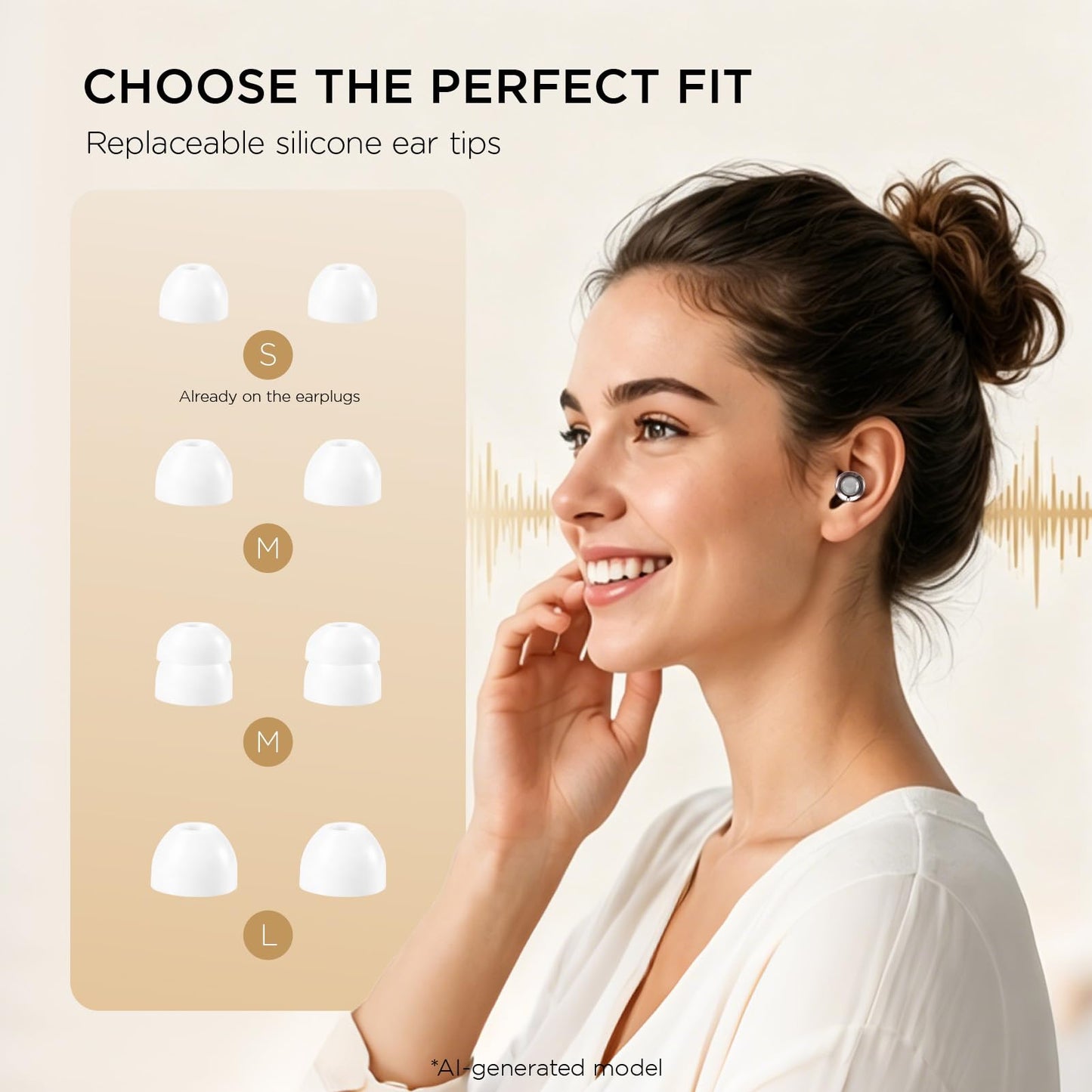 Ear Plugs for Noise Cancelliing, Adjustable Sleeping Earplugs 3 Noise Reduction Modes (23-38dB), Soft Reusable Silicone Ear Plugs for Concerts,Snoring,Plane Travel,Shooting with 8 Eartips Case (White)