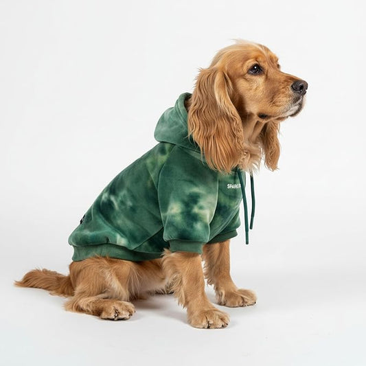 Spark Paws Dog Hoodie – Premium Dog Sweater for Small, Medium, and Large Dogs | Warm Outfits for French Bulldogs, Pitbull, Puppy, Winter Jacket Alternative - Green Skydye, XL