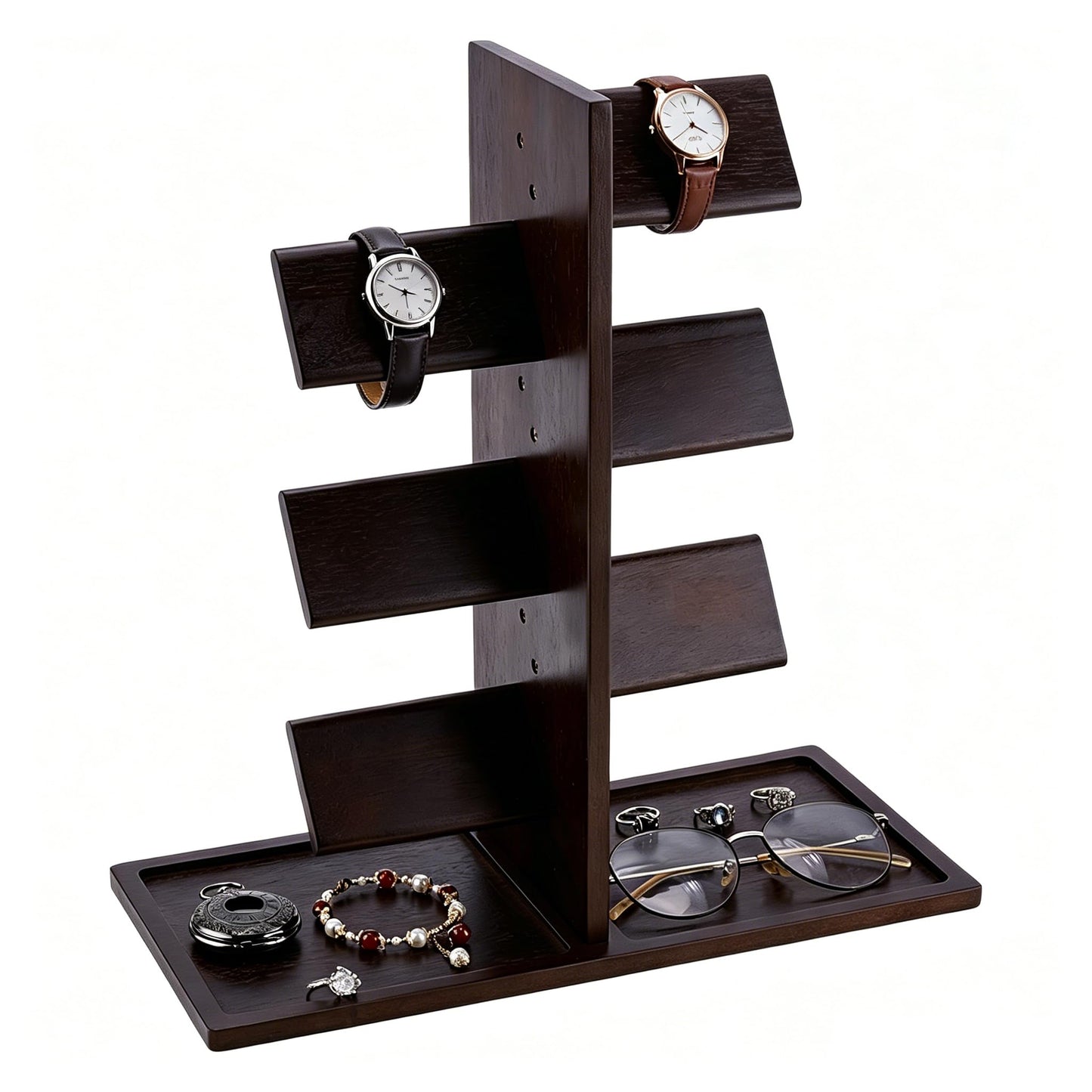 PH PandaHall Wooden Watch Holder Stand Watch Display Tower Watches Display Racks Multiple Watches Organizer Tabletop Jewelry Holder for Men Women Gifts Watch Bracelets Showcase Storage