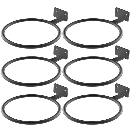 ASZUNE Wall Pot Holder Bulk 4in 6Pack Ring Plant Hanger, Metal Planter Hooks Wall Mounted Bracket Heavy Duty for Outdoor Indoor Black