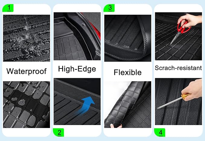 All-Weather Cargo Liners Compatible with Toyota Corolla Cross 2022-2025，3D Custom-Fit Waterproof Non-Slip Durable Odorless TPO Trunk Tray Floor Mat with High-Raised Lip