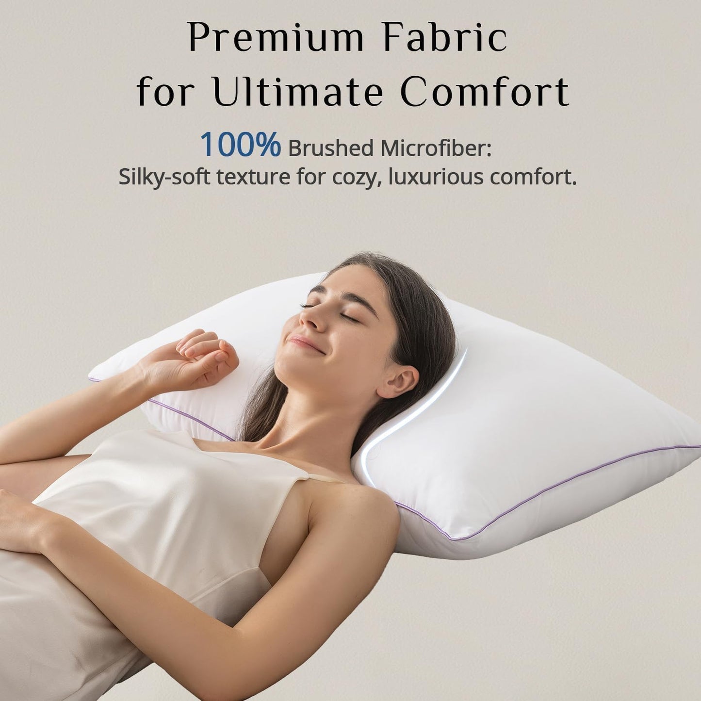 JOLLYVOGUE Firm Pillows Queen Size Set of 2, Supportive Bed Pillows with Oeko-Tex Certified Down Alternative Fill, Fluffy Hotel Quality for Back, Stomach and Side Sleepers
