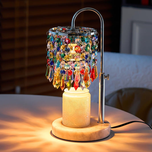 Candle Warmer Lamp with Timer Dimmer and 3 Bulbs, Lamp Candle Warmer with Marble Base,Wax Melt Warmer for Jar Candles, Birthday Gifts for Women Mom, House Warming Gifts New Home Decor (multicolor)