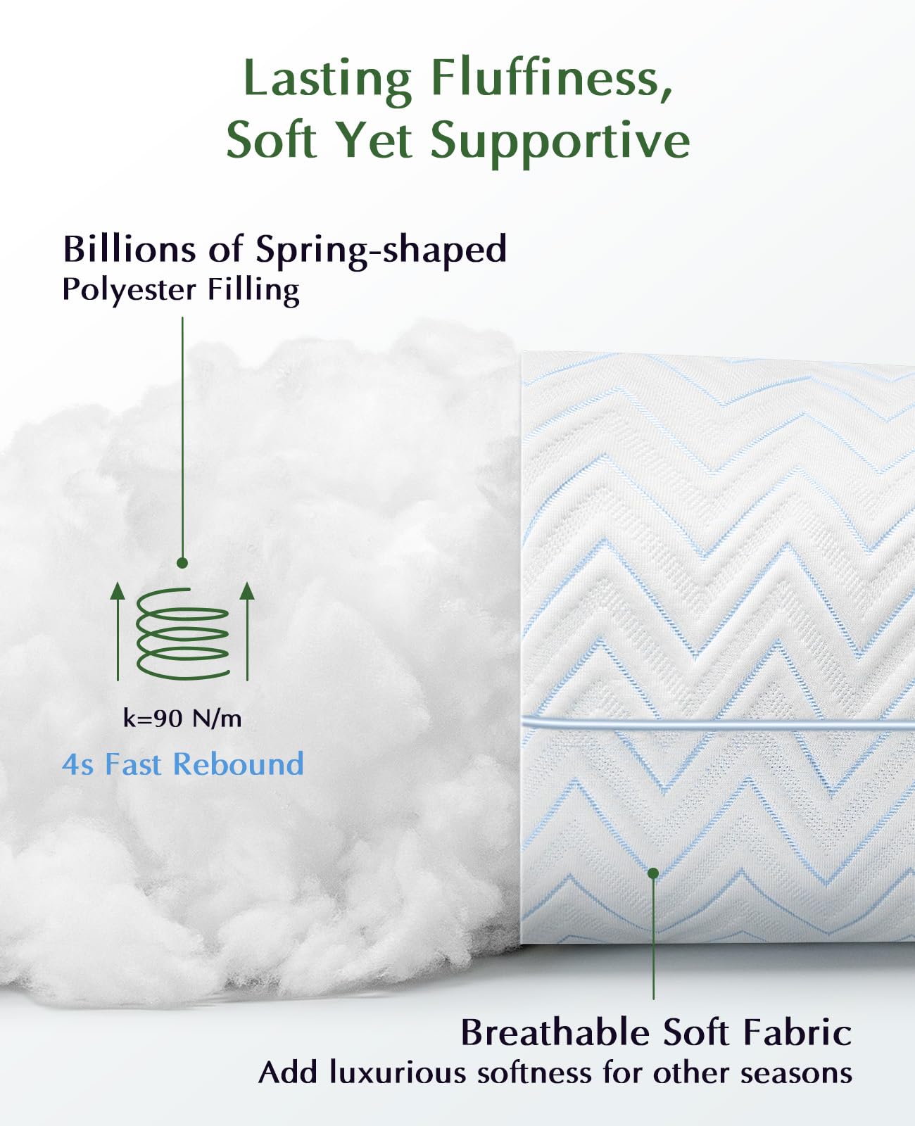 DIORIS Queen Size Pillows Set of 2 - Hotel Quality Down Alternative Bed Pillows for Back, Side & Stomach Sleepers, Cooling Breathable Microfiber Fill, Medium Firm Support for Neck & Shoulder