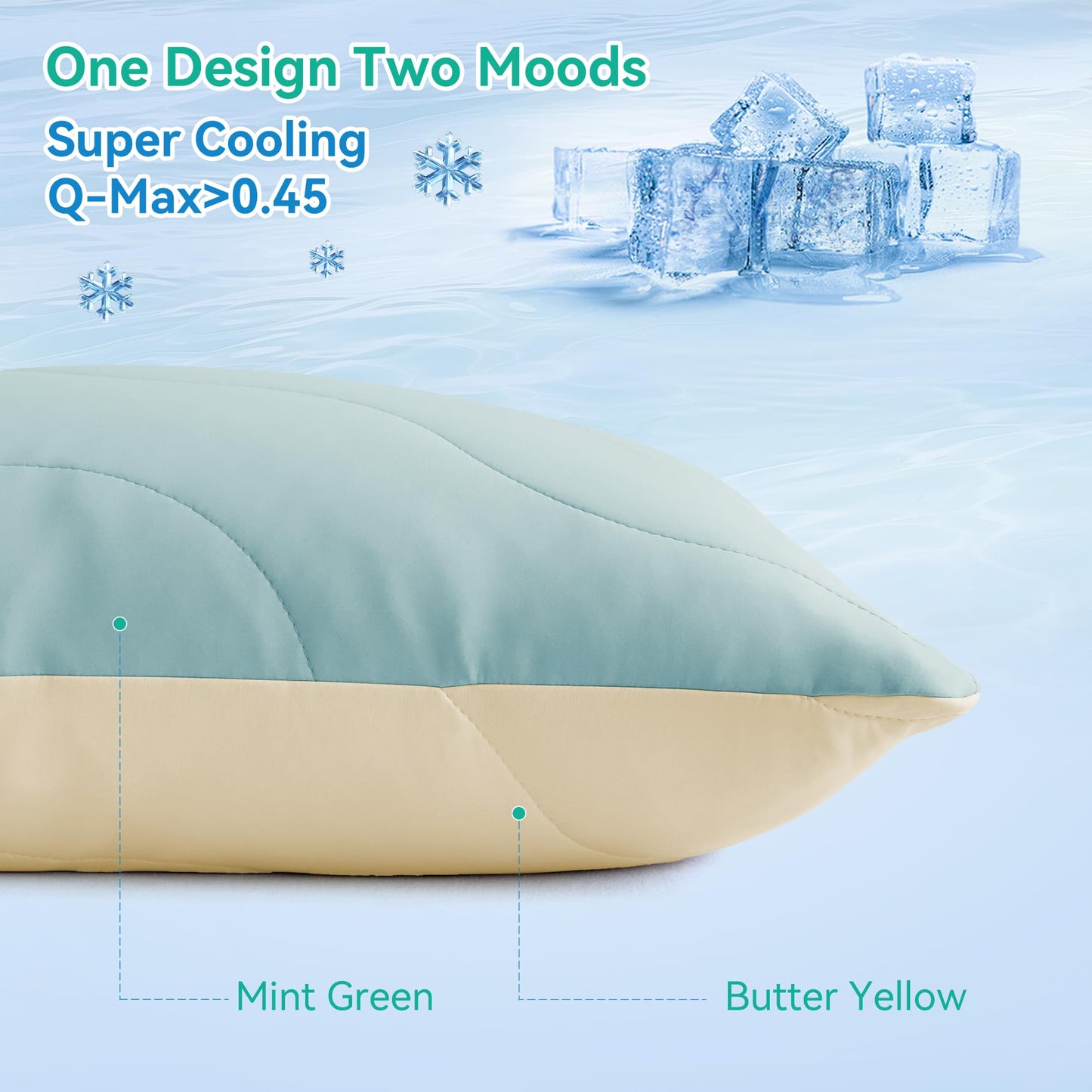 Three Geese Cooling Goose Down Feather Pillows King Size Set of 2 for Hot Sleepers, Q-Max>0.45, Cooling Hotel Bed Pillows with Washable Removable Cover, 20" x 36"