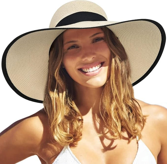 FURTALK Womens Sun Straw Hat Wide Brim UPF 80 Summer Hat Foldable Packable Floppy Beach Hats for Women
