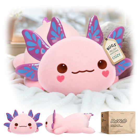 Mewaii Cute Axolotl Plush Pillow, Kawaii Plushies Pink Axolotl Stuffed Animals, Squishy Plushies, Cuddle Plush Pillow for Kids & Girls (13 Inch)