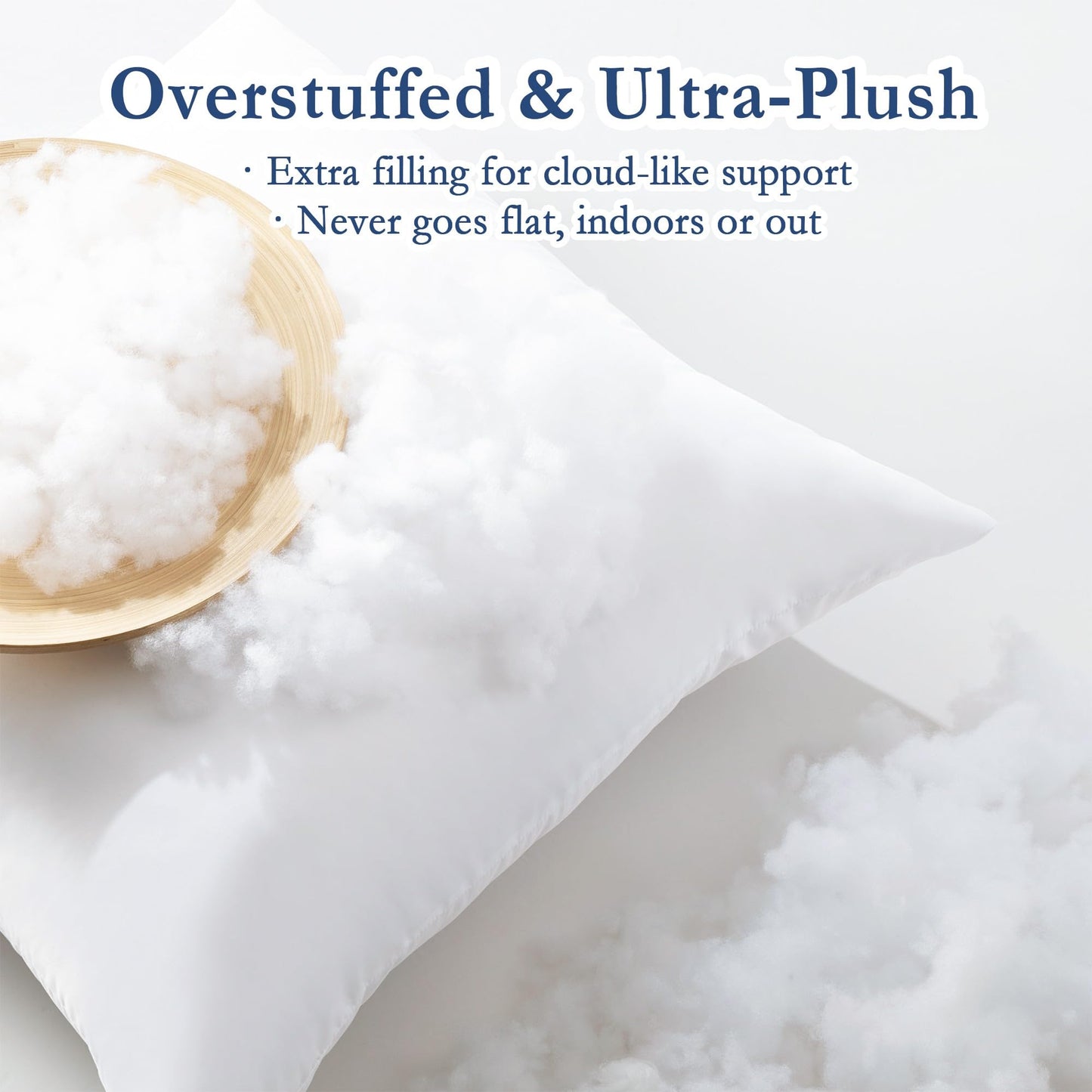 puredown® 18x18 Outdoor Pillow Inserts, Set of 2, Fluffy Soft Waterproof Down Alternative Square Form Sham Stuffer for Porch Swing Sofa Couch Cushion Patio Furniture