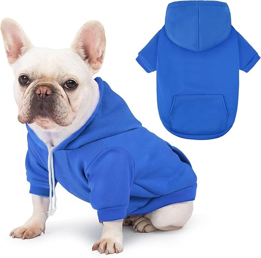 BAOBICUTE Dog Basic Hoodie Soft Dog Clothes Cold Weather Sweaters for Medium Large Dogs Cozy Fabric Warm Sweatshirt with Leash Hole (Blue, L (Back: 20.47",Chest: 28.35", Neck: 21.26"))
