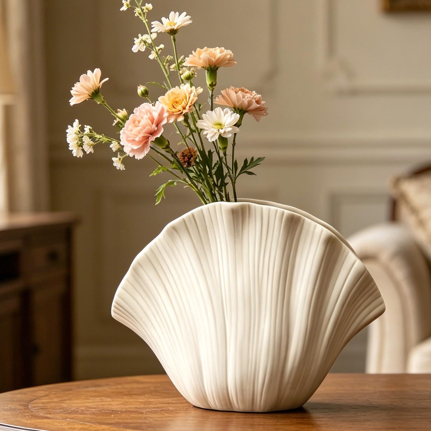 Ceramic Flower Vase H6.3″ Tall for Home Decor Living Room Bedroom