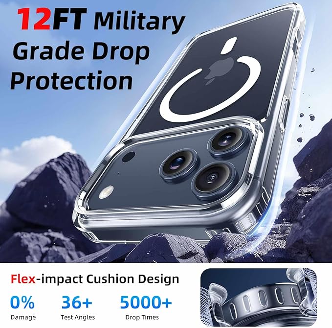 Ntwinro Magnetic for iPhone 17 Pro Clear Case (Compatible with MagSafe) with Blue Detachable Wallet & Card Holder for 3 Cards [RFID Blocking] Military Grade Protective Slim Phone Cover