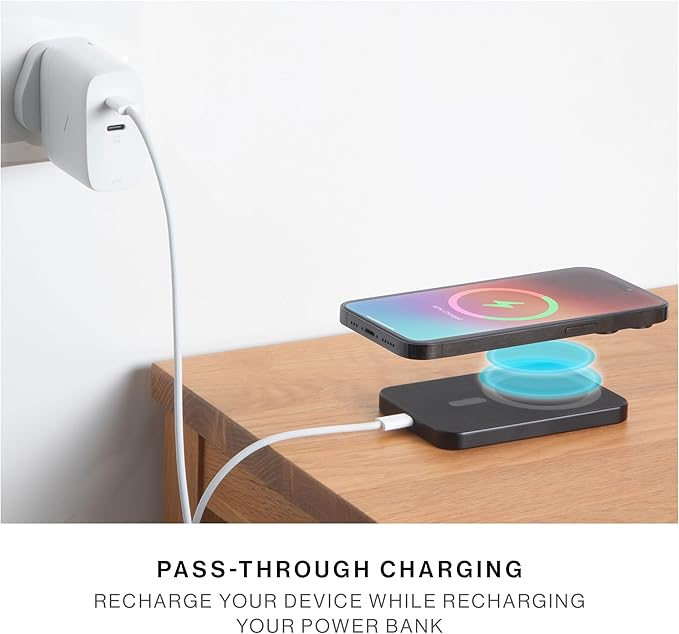 Native Union Active Power Bank | Magnetic - MagSafe Compatible 5000mAh 15W Portable Charger - USB-C Cable Included - Compatible with iPhone Air, 17, 17 Pro, 17 Pro Max, AirPods Pro 3 & More (Black)
