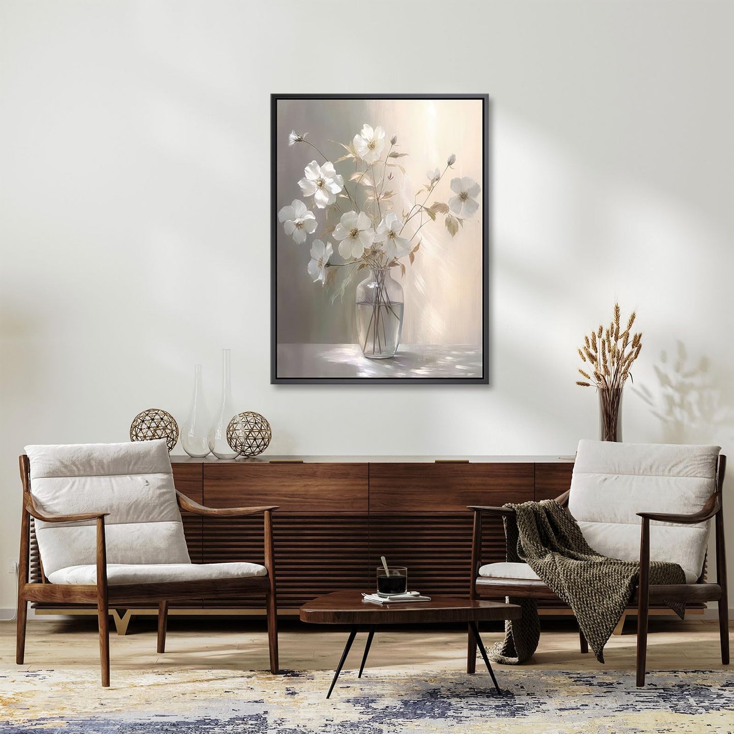 daktenn Black Framed Wall Art Floral Canvas Wall Art Decor for Bathroom Wall Art Bedroom Framed Artwork Bathroom Pictures Wall Decor(Black Framed, 18x24)