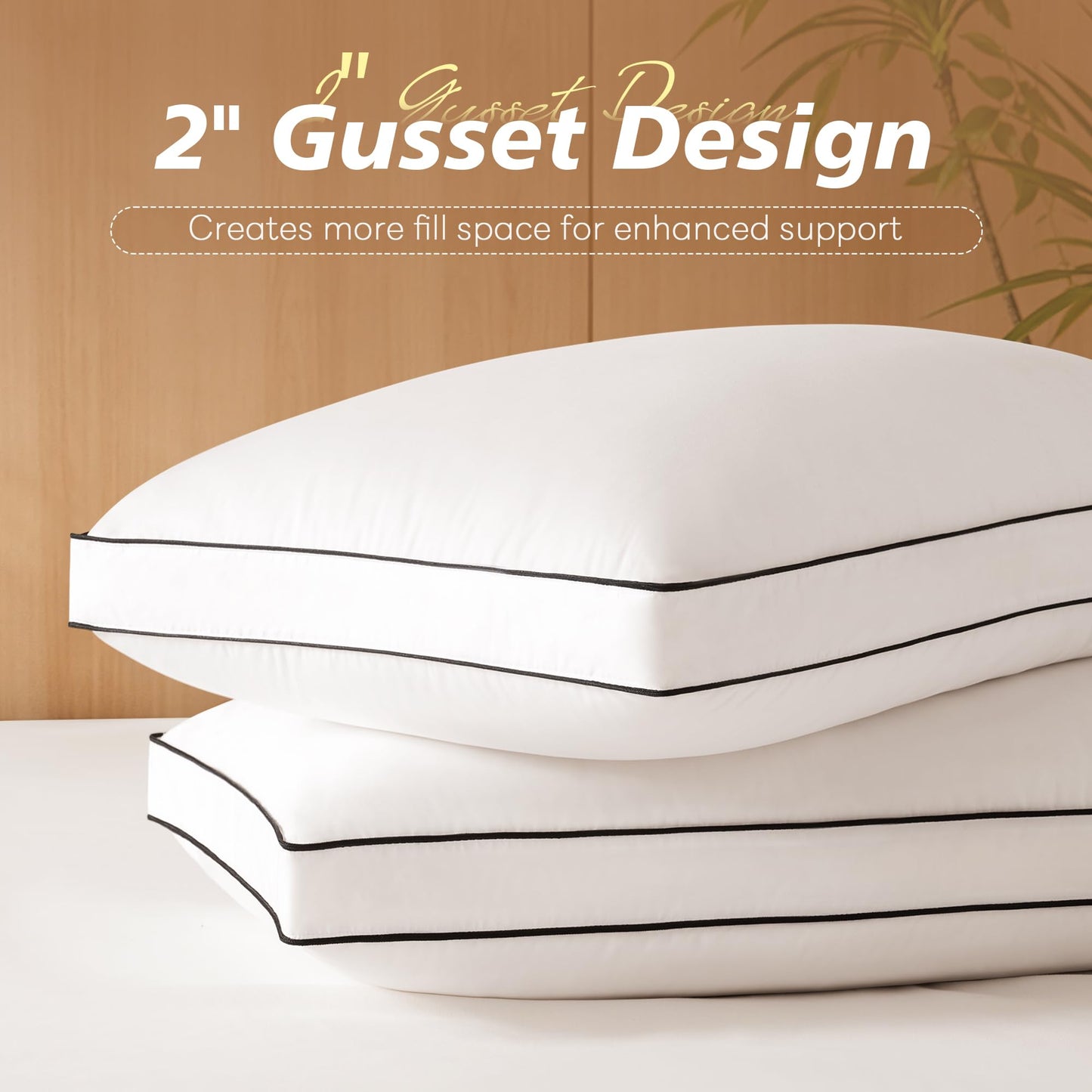 Mosluna Goose Feather Down Pillows Queen Size Set of 2, Hotel Collection Bed Pillows for Sleeping, Down Surrounded Gusseted Bed Pillow 2 Pack, Soft Fluffy for Side Back Sleepers 20x30 in.