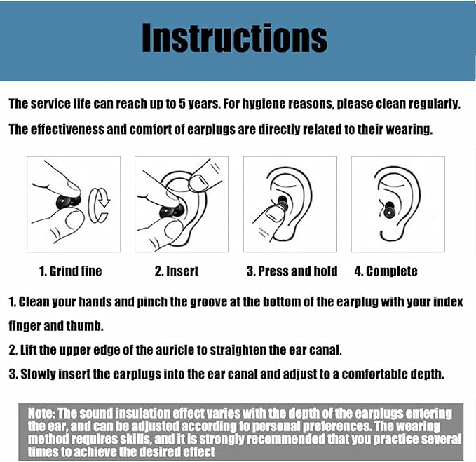 Noise Cancelling Ear Plugs for Sleeping, Reusable Noise-Reducing Earplugs with Storage Box 23db Noise Reduction Earplug for Sleep, Deep Focus,Snoring Blocking, Concert, Travel.