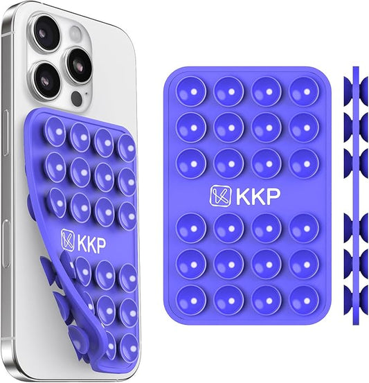 KKP Classic MAX - Silicone Suction Phone Case Adhesive Mount - Hands-Free, Strong Grip Holder for Selfies and Videos - iPhone and Android Compatible - 2.6″ x 3.9″